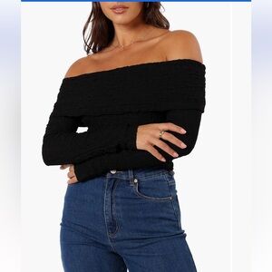 Petal & Pup Zayla Off‎ the Shoulder Top long sleeve black shirt medium NWT